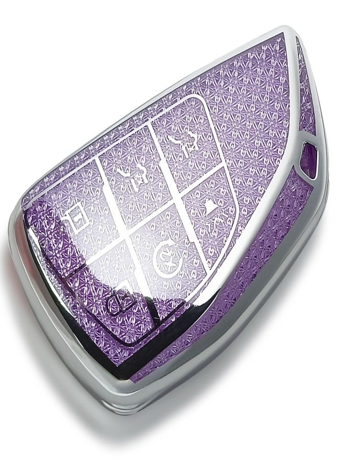 RFSRZ Key Fob Cover Fits for 2021 2022 2023 2024 2025 GMC Yukon Chevy Chevrolet Suburban Tahoe GM Buick, 6 Buttons, Bling Crystal, Car Key Protector for Women (Purple) - Image 1