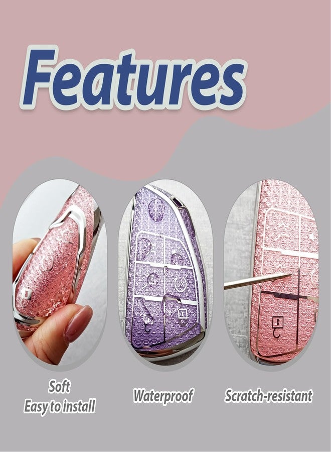 RFSRZ Key Fob Cover Fits for 2021 2022 2023 2024 2025 GMC Yukon Chevy Chevrolet Suburban Tahoe GM Buick, 6 Buttons, Bling Crystal, Car Key Protector for Women (Purple) - Image 3