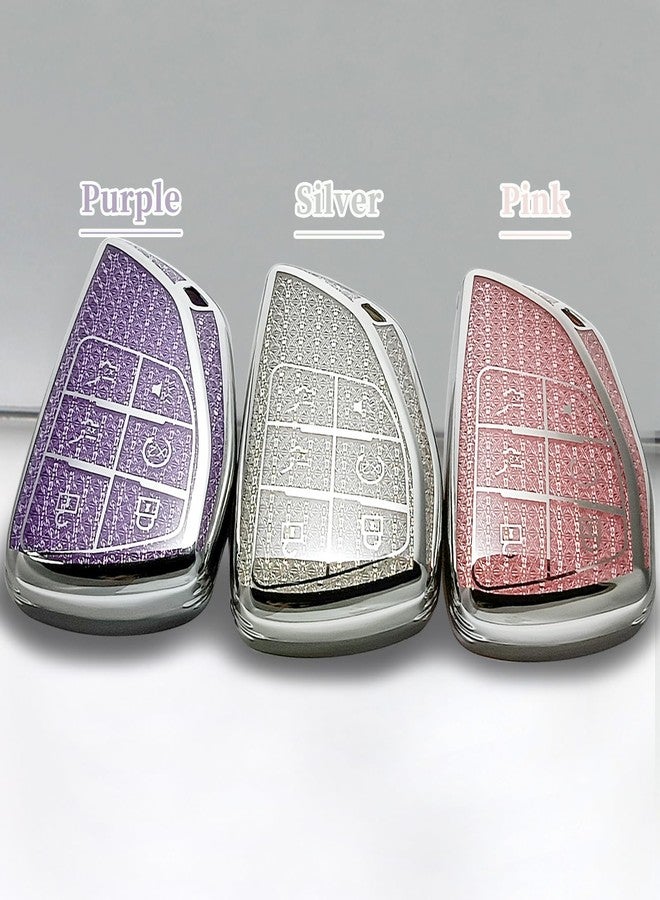 RFSRZ Key Fob Cover Fits for 2021 2022 2023 2024 2025 GMC Yukon Chevy Chevrolet Suburban Tahoe GM Buick, 6 Buttons, Bling Crystal, Car Key Protector for Women (Purple) - Image 5