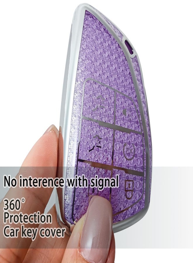 RFSRZ Key Fob Cover Fits for 2021 2022 2023 2024 2025 GMC Yukon Chevy Chevrolet Suburban Tahoe GM Buick, 6 Buttons, Bling Crystal, Car Key Protector for Women (Purple) - Image 4
