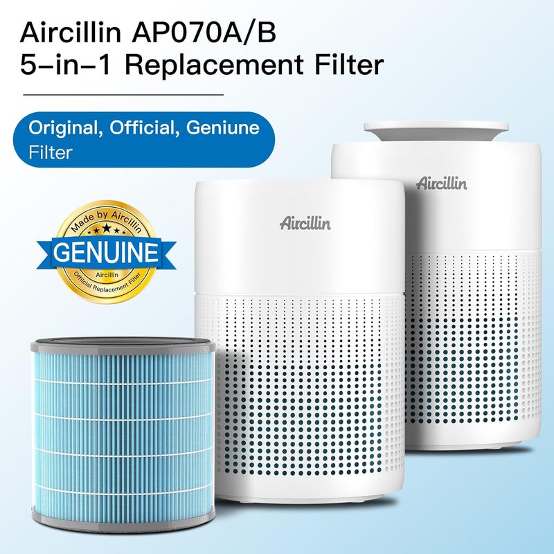 مرشحات بديلة لجهاز تنقية الهواء Aircillin AP070A وAP070B، كربون نشط عالي الكفاءة، مرشح HEPA عالي الكفاءة، عبوة من قطعتين - Image 2