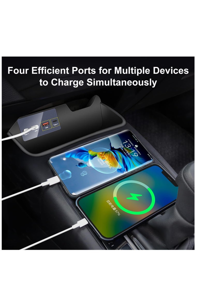 Excefore شاحن سريع بمنفذ USB مزدوج ومنفذ Typec C متوافق مع تويوتا كورولا 2019-2022، شاحن سيارة سريع، محول شاحن سيارة بأربعة منافذ، وحدة تحكم مركزية شحن سريعة بقوة 45 وات مخصصة لسيارتك - Image 3