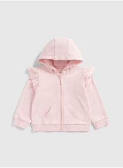 mothercare Pink Broderie Frill Zip-Up Hoody  - Image 1