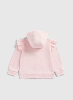 mothercare Pink Broderie Frill Zip-Up Hoody  - Image 2