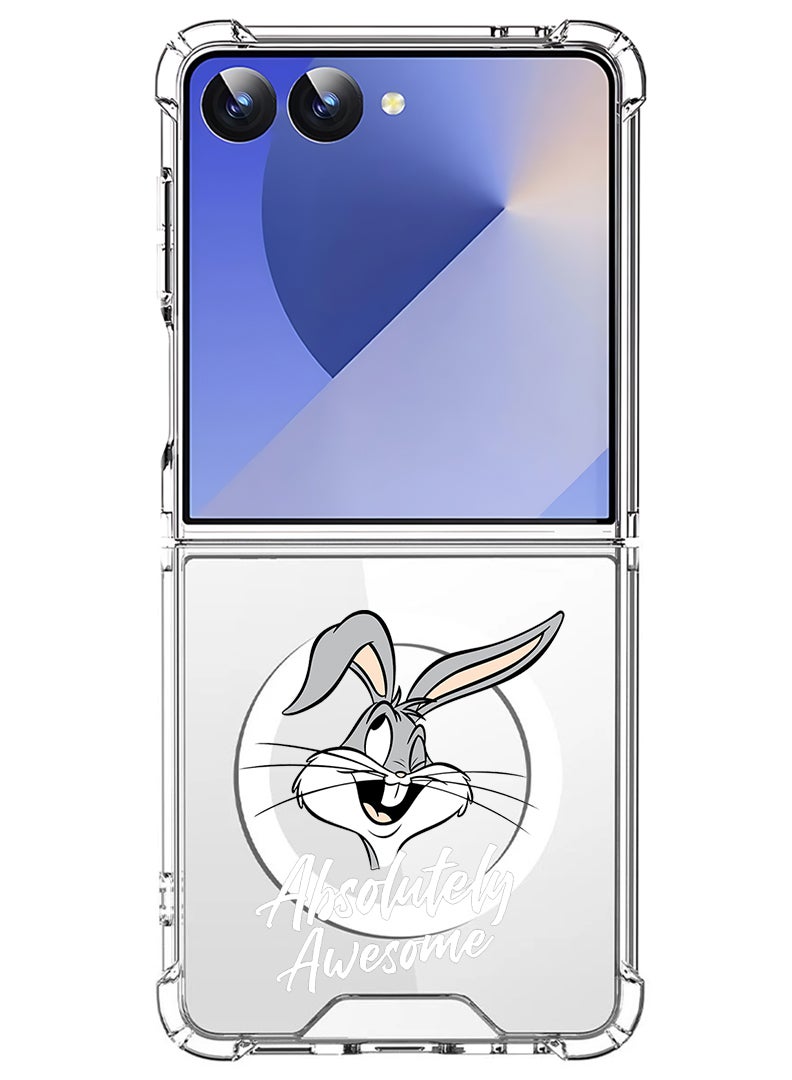 Theodor Magnetic Case for Samsung Galaxy Z Flip 7 Compatible with MagSafe Wireless Charging, Shockproof Phone Bumper Cover Absolutely Awesome - White - Image 1