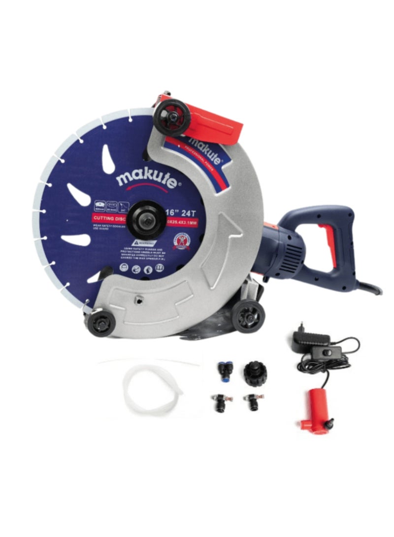 makute 16 Inch  Concrete Saw Road Cutting Tool Asphalt Cutter with 3200W 3500rpm 400mm Blade Size and 160mm  Cutting Depth for Road Repairs Concrete Surface Cutting and Infrastructure Maintenance(RC121-400) - Image 1