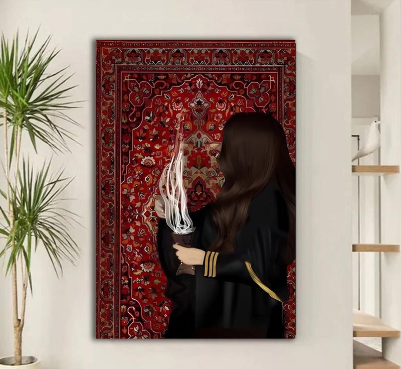 Marktna Canvas Wall Art Arab Girl Design with Hollow Frame (120x80) 1 Piece - Image 1