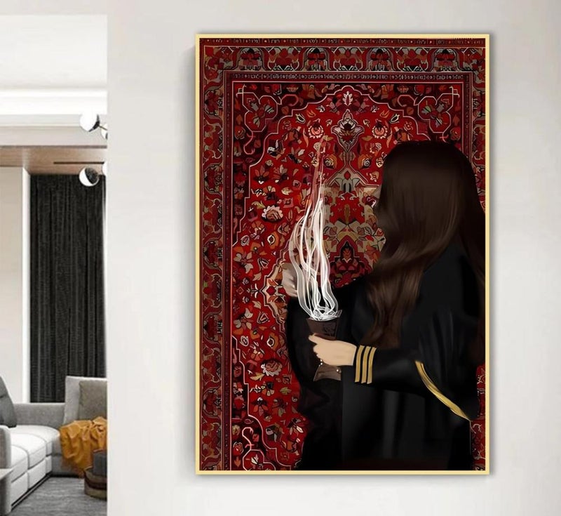 Marktna Canvas Wall Art Arab Girl Design with Hollow Frame (120x80) 1 Piece - Image 4