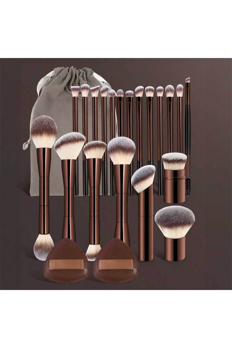 22pcs 22pcs Professional Makeup Tools Set With Velvet Bag,20pcs Soft Long Aluminum Tube Makeup Brush