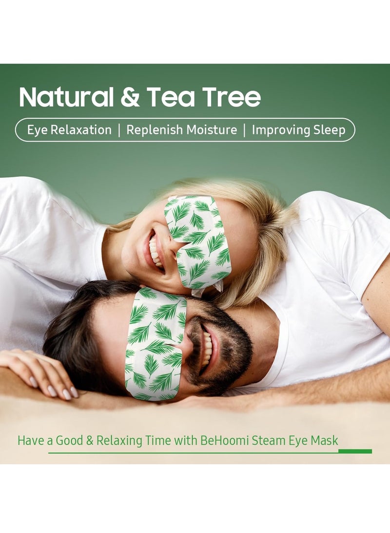 BeHoomi 20 Packs Steam Eye Mask, Heated Eye Mask Warm Compress for Eyes, Disposable Self Heating Eye Mask for Sleep, Spa, Travel Essentials & Relaxation Gifts for Women, Stocking Stuffers (Tea Tree)  - Image 2