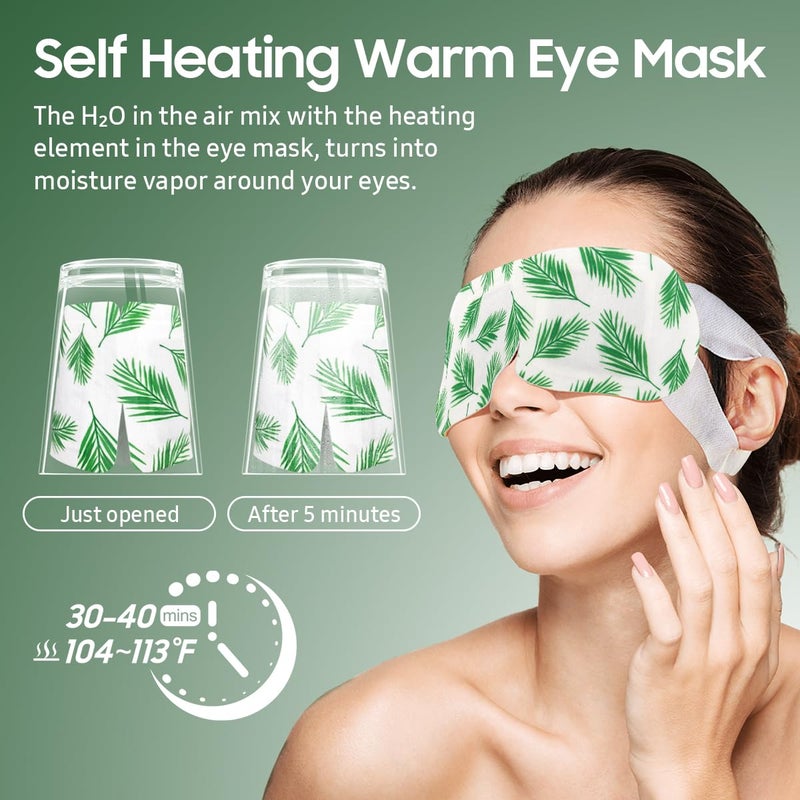 BeHoomi 20 Packs Steam Eye Mask, Heated Eye Mask Warm Compress for Eyes, Disposable Self Heating Steam Mask Sleep, Spa, Travel Essentials & Relaxation Gifts for Women, Stocking Stuffers (Tea Tree) - Image 5