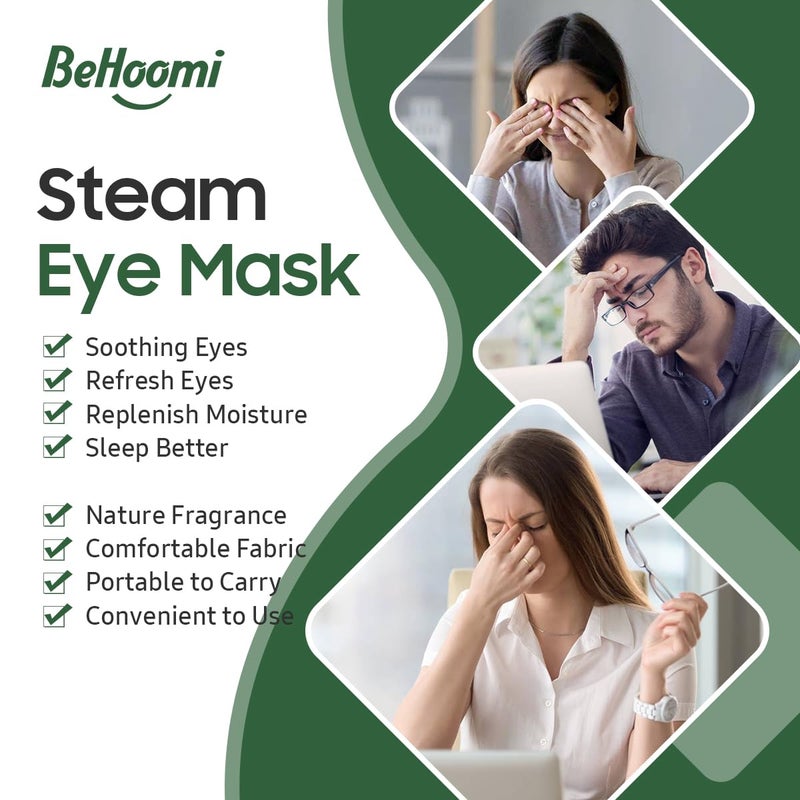 BeHoomi 20 Packs Steam Eye Mask, Heated Eye Mask Warm Compress for Eyes, Disposable Self Heating Steam Mask Sleep, Spa, Travel Essentials & Relaxation Gifts for Women, Stocking Stuffers (Tea Tree) - Image 3
