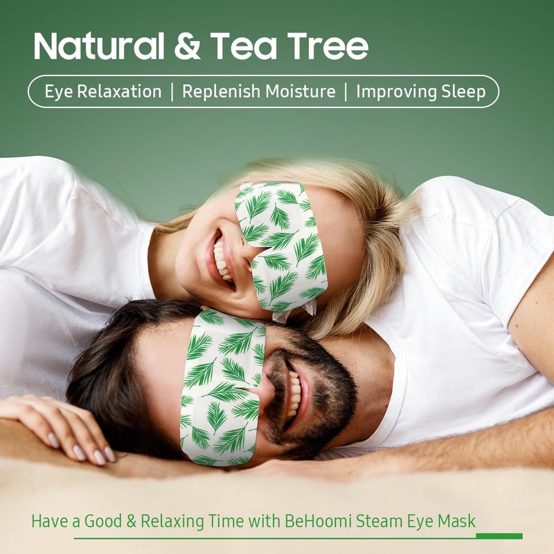 BeHoomi 20 Packs Steam Eye Mask, Heated Eye Mask Warm Compress for Eyes, Disposable Self Heating Steam Mask Sleep, Spa, Travel Essentials & Relaxation Gifts for Women, Stocking Stuffers (Tea Tree) - Image 2