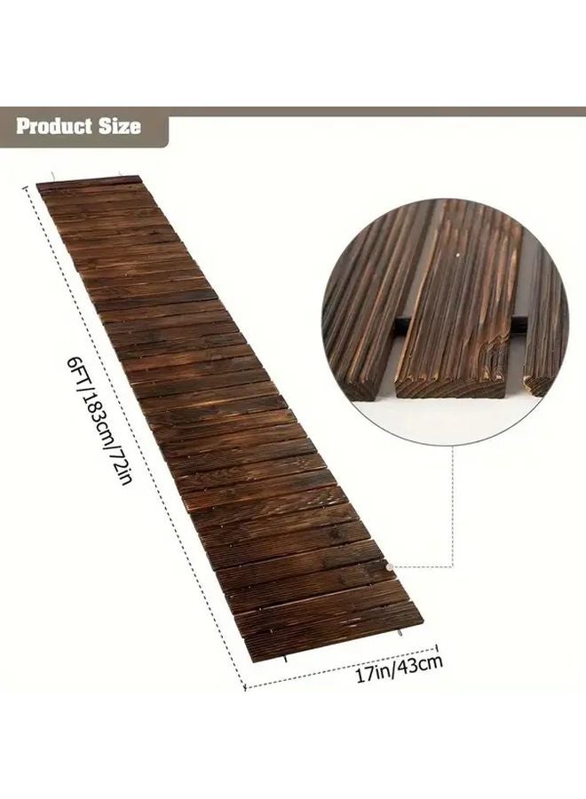 RYY 4FT Multi Functional Roll Up Wooden Walkway Anti Slip Rustic Design For Garden - Image 5