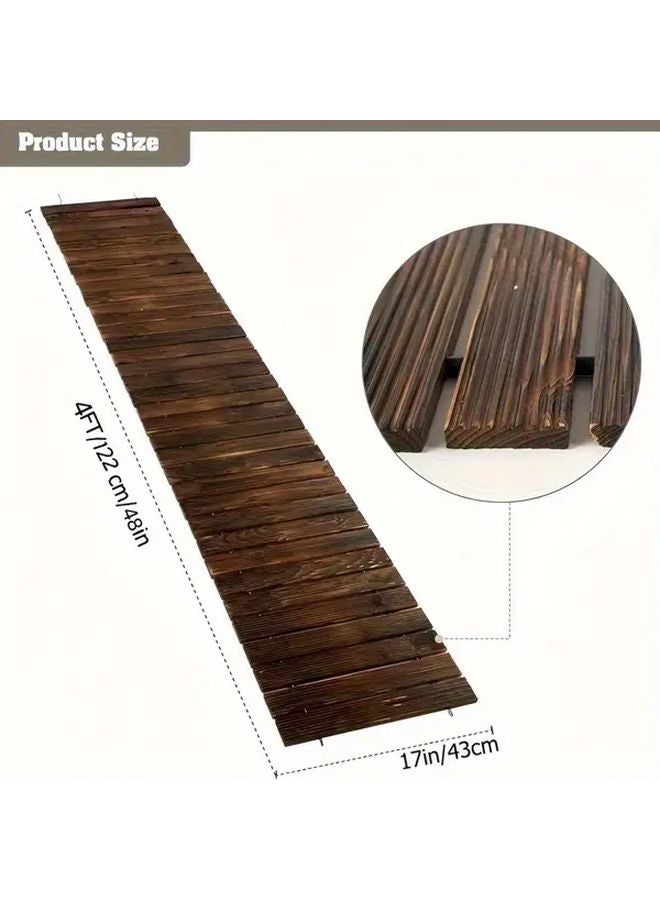 RYY 4FT Multi Functional Roll Up Wooden Walkway Anti Slip Rustic Design For Garden - Image 1