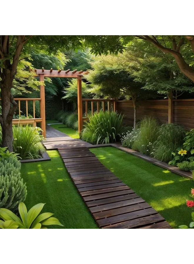 RYY 4FT Multi Functional Roll Up Wooden Walkway Anti Slip Rustic Design For Garden - Image 2