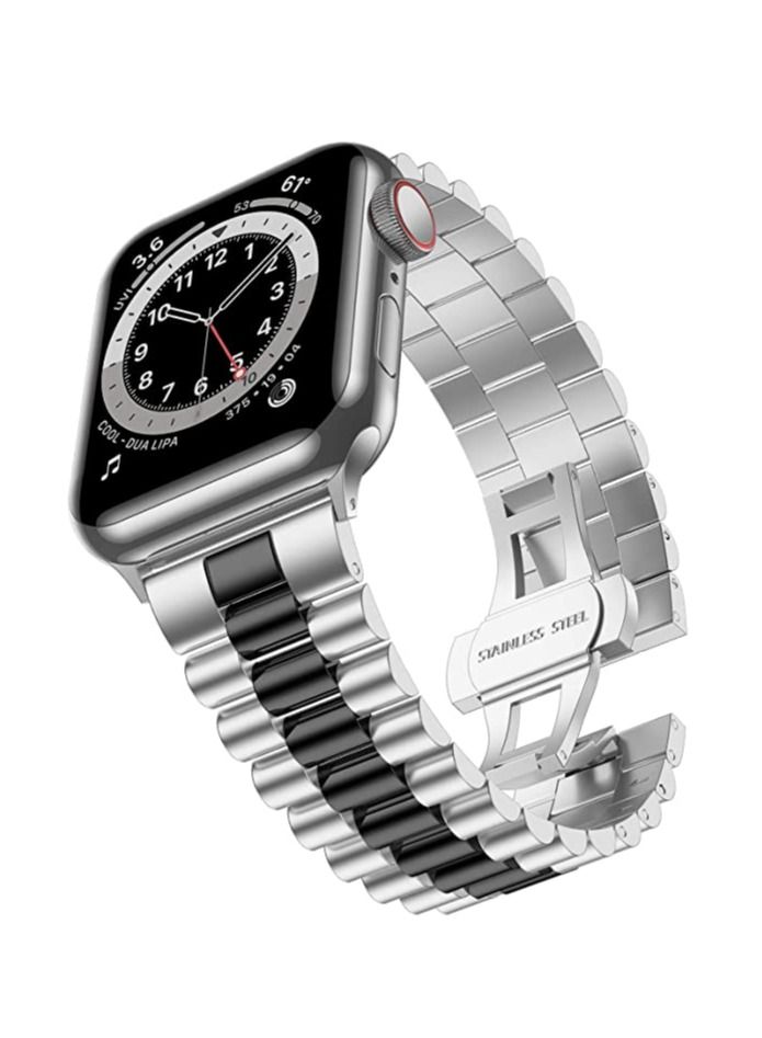 Replacement Band Compatible with Apple Watch 41mm Stainless Steel Solid Strap Metal Bracelet for Apple Watch Series 7/ - Image 1