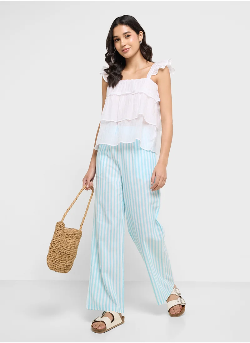 جينجر Pinstripe Pull On Straight Fit Pants