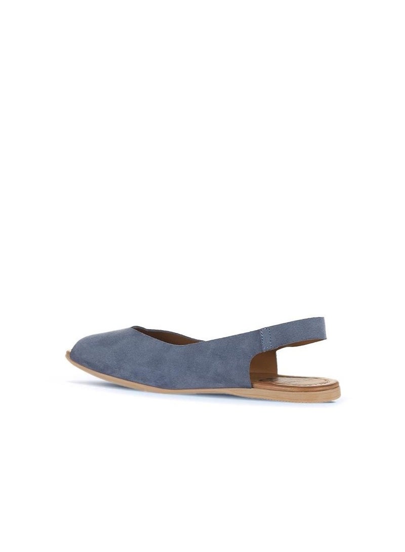 بوينو BUENO Women's Indigo Blue Suede Slingback Sandals – Handmade Peep-Toe Flat Summer Shoes with Flexible Sole for Casual Everyday Wear - Image 4