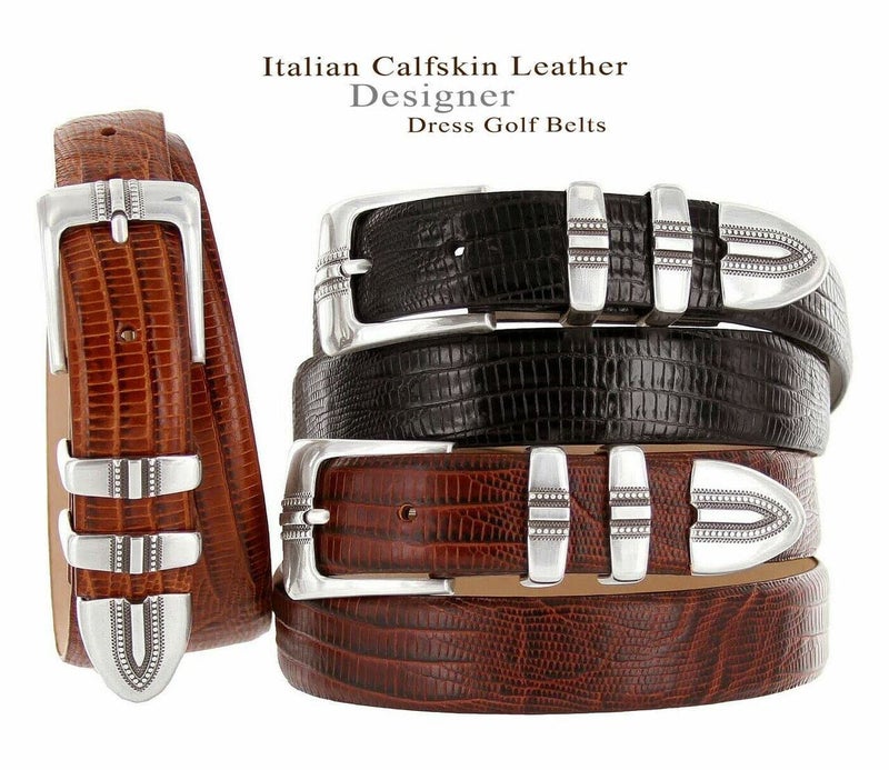 Belts.com Kaymen_Genuine Full-Grain Cowhide Leather Designer Golf Dress Belt 1-1/8"(30mm) Wide (Lizard Black, 36) - Image 2