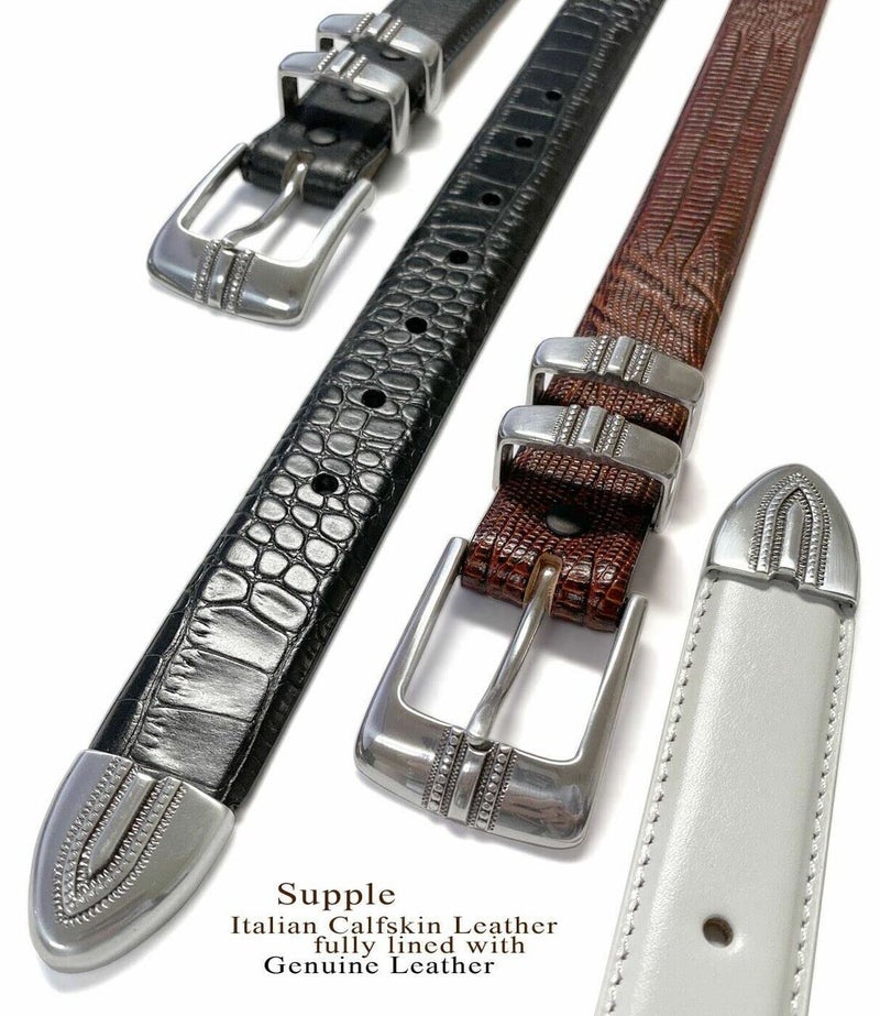 Belts.com Kaymen_Genuine Full-Grain Cowhide Leather Designer Golf Dress Belt 1-1/8"(30mm) Wide (Lizard Black, 36) - Image 4