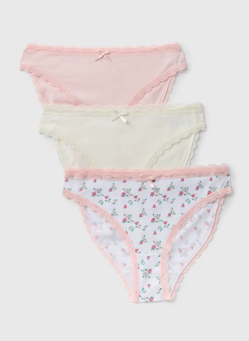 Matalan 3 Pack Multicoloured High Leg Knickers