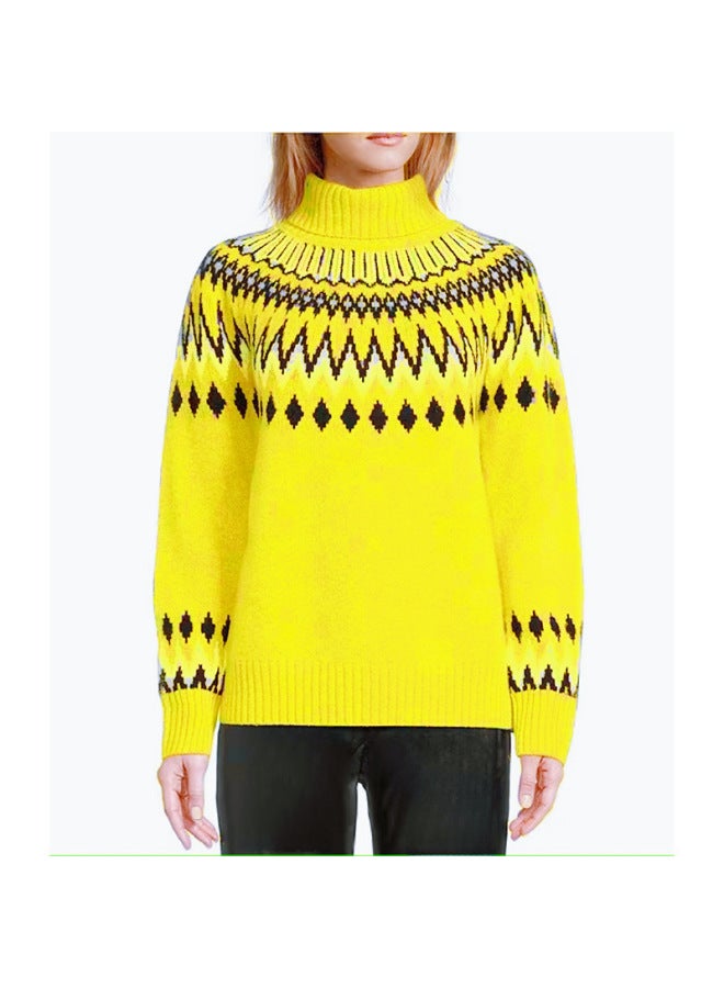European And American Clothing Hot Fashion Casual Color-blocked Half Turtleneck over Sweater For Women Autumn And Winter Inner Knitted Sweater
