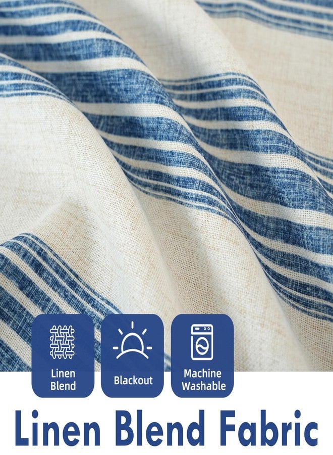 DriftAway Chris Vertical Striped Pattern Blackout Room Darkening Thermal Insulated Tie Up Adjustable Balloon Rod Pocket Curtain for Small Window 25 Inch by 47 Inch Jean Navy - Image 4