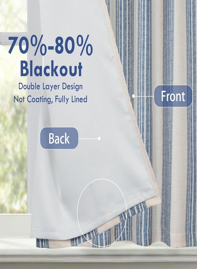 DriftAway Chris Vertical Striped Pattern Blackout Room Darkening Thermal Insulated Tie Up Adjustable Balloon Rod Pocket Curtain for Small Window 25 Inch by 47 Inch Jean Navy - Image 2