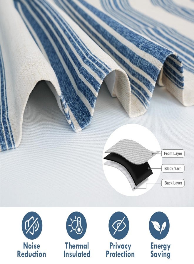 DriftAway Chris Vertical Striped Pattern Blackout Room Darkening Thermal Insulated Tie Up Adjustable Balloon Rod Pocket Curtain for Small Window 25 Inch by 47 Inch Jean Navy - Image 5