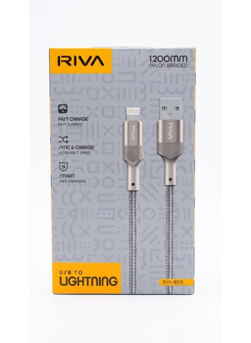 Riva USB to Lightning Cable - 1.2m RV1-R115 - Image 1