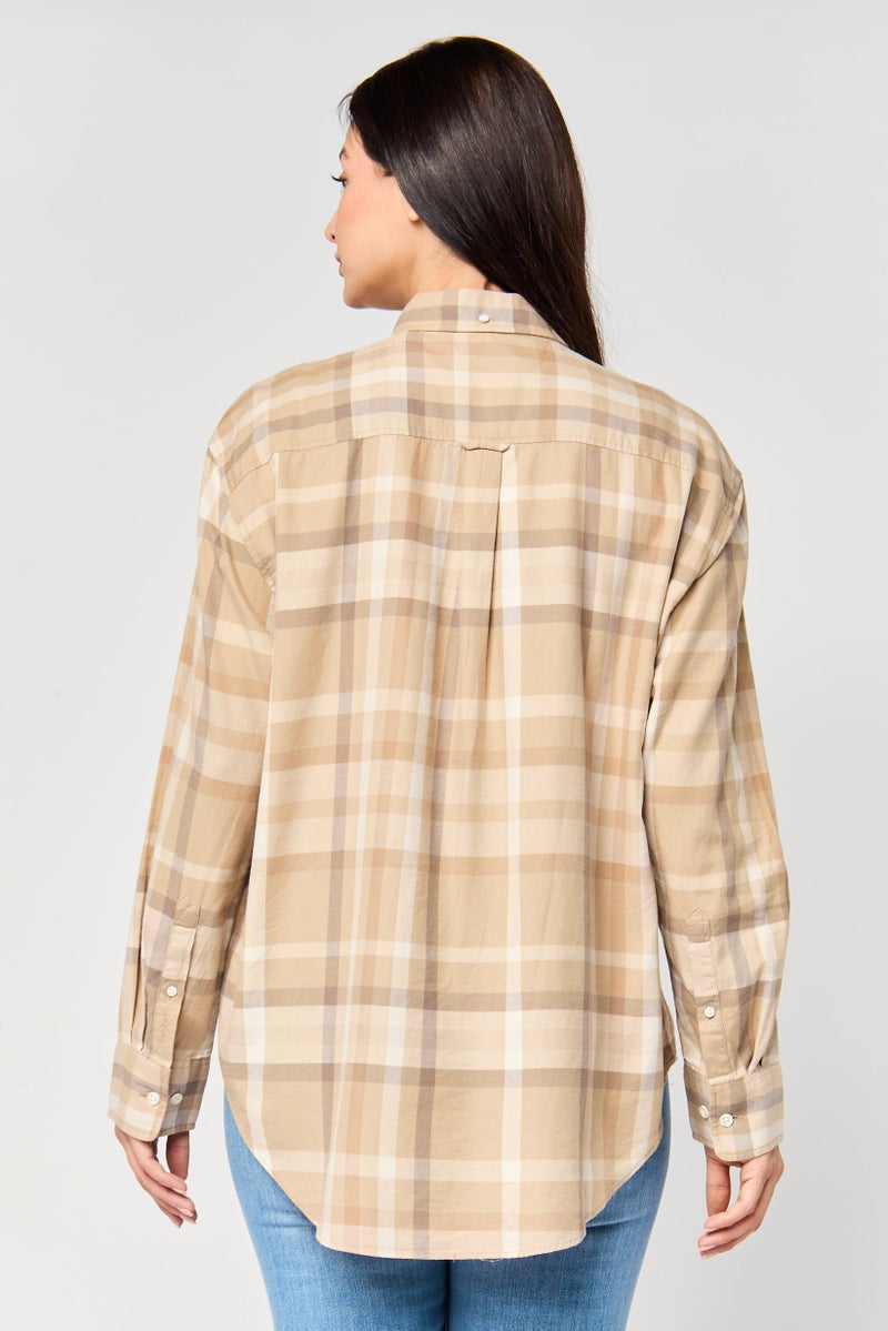 GANT Women Spread Collar Long Sleeves Plaid Shirt, Multicolor - Image 4