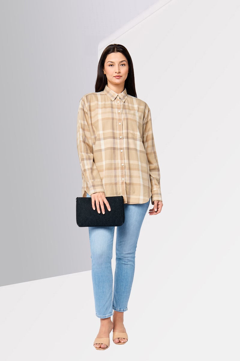 GANT Women Spread Collar Long Sleeves Plaid Shirt, Multicolor - Image 2