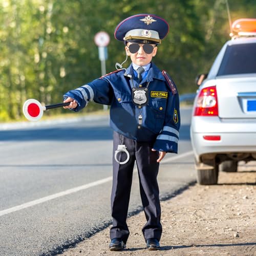 ERDOGLY 6PCS Police Pretend Play Toys Set, Kids Cop Costume Police Officer Costume for Boys Girls with FBI Badge, Toy Handcuffs, Secret Spy Earpiece, Detective Role Play Halloween Dress up Accessories - Image 5