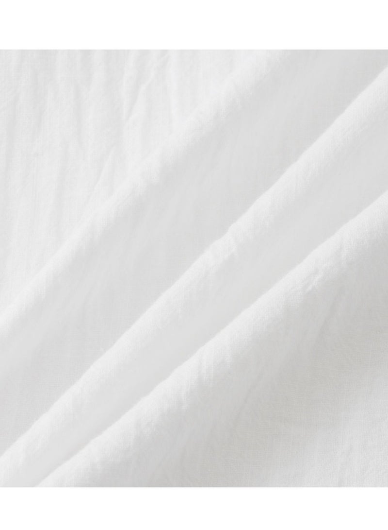 قميص رجالي صيفي من القطن والكتان بأكمام قصيرة وياقة واقفة وقميص شاطئ كاجوال ملابس رجالية - Image 4