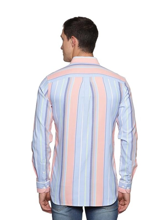 U.S. ELK Men's Button Down Shirt | Casual Slim Fit Shirt | Long Sleeve Oxford Shirts For Men | Smart Fit Cuff - Mix Color2 - Image 3