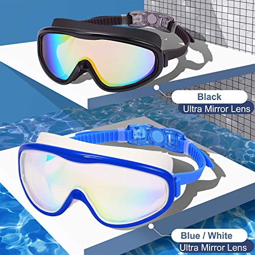Braylin Adult Swim Goggles, 2-Pack Wide View Swim Goggles for Men Women Youth Teen, Anti-Fog, UV Protection, Over 15 Years - Image 2