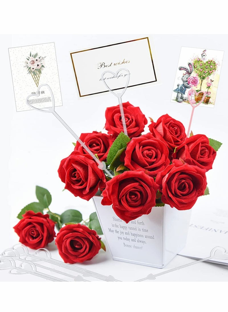 SYOSI Plastic Clear Floral Picks Card Holders, Fork Shape and Heart Head Flower Pickers for Wedding Birthday Parties Events Decorations, 160 Pieces  - Image 3