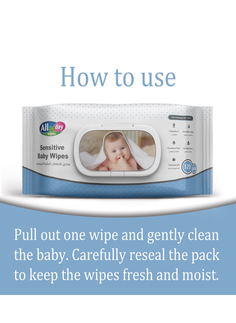 All day wipes All Day baby wipes blue 120 sheets  - Image 4