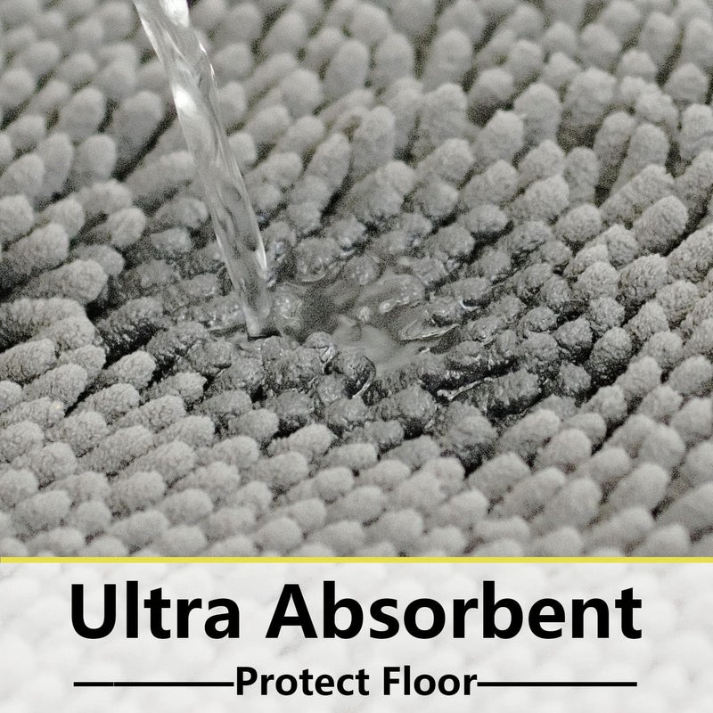 BOANKODU Bathroom Rugs Sets 3 Piece Extra Soft and Absorbent Shag Bathroom Rugs, Machine Wash Mat, Strong PVC Non-Slip Underside, Plush Carpet Mats (Light Grey) - Image 5