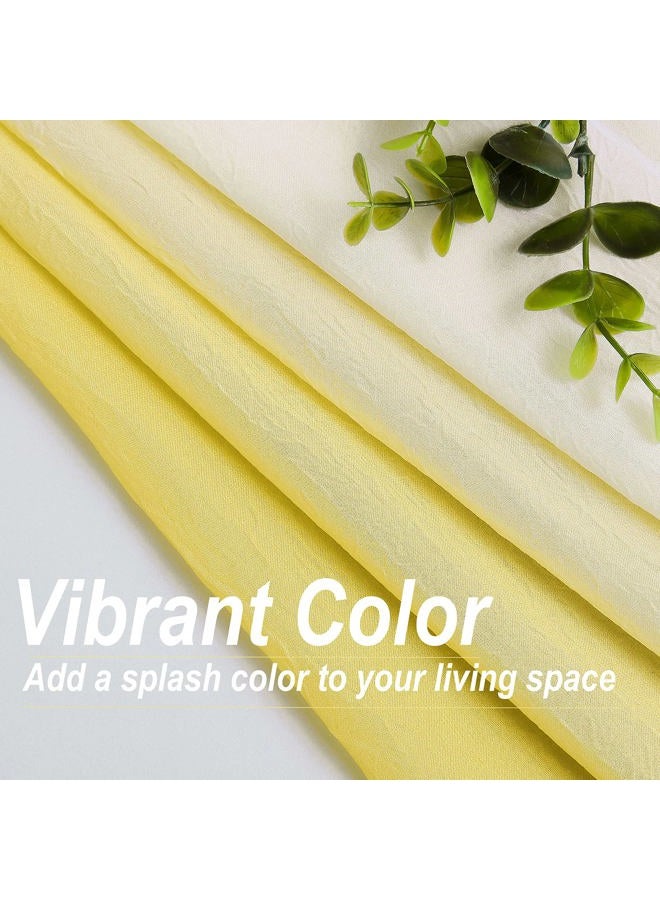 Purainbow Chiffon Sheer Ombre Curtains for Living Room, Grommet Special Crinkle Gradient Yellow Semi Sheer Window Treatments Privacy with Light for Bedroom Kids Room, All Season, 52"x63"x2 - Image 3