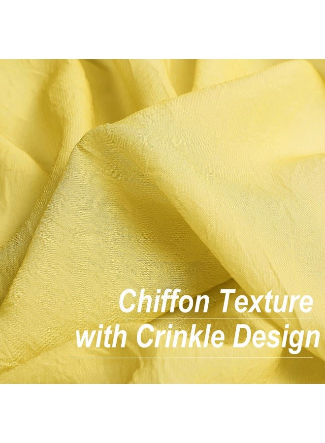 Purainbow Chiffon Sheer Ombre Curtains for Living Room, Grommet Special Crinkle Gradient Yellow Semi Sheer Window Treatments Privacy with Light for Bedroom Kids Room, All Season, 52"x63"x2 - Image 4