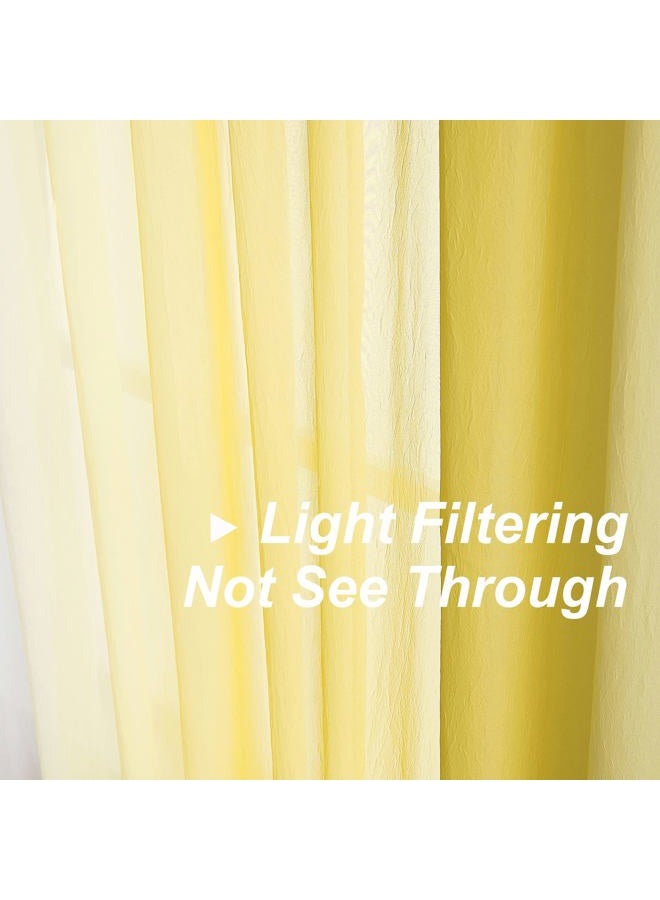 Purainbow Chiffon Sheer Ombre Curtains for Living Room, Grommet Special Crinkle Gradient Yellow Semi Sheer Window Treatments Privacy with Light for Bedroom Kids Room, All Season, 52"x63"x2 - Image 5