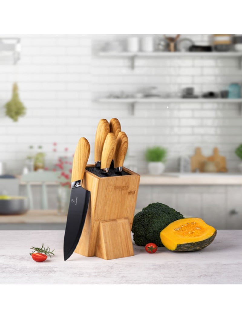 HATCHEN Razor-Sharp Steel Kitchen Knife Set Brown and Black - Image 2