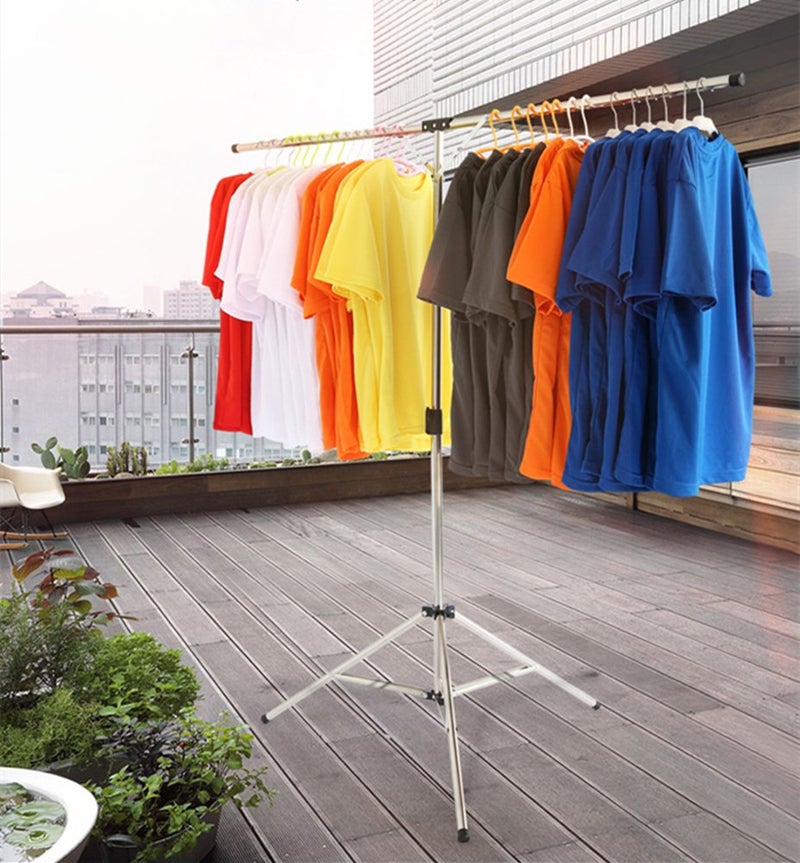 exilot Foldable Portable Space Saving Clothes Drying Rack, Heavy Duty Stainless Steel Laundry Drying Racks, Adjustable High Capacity Garment Rack, with Windproof Hooks. - Image 4