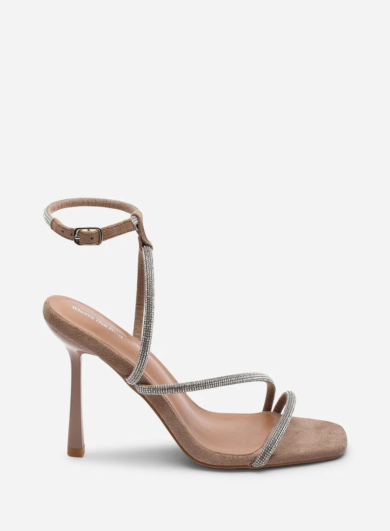 Where's That From Betsy High Heels Sandals with Diamante detail & Square toe