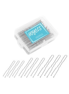 Hoyols U Shaped Hair Pins Assorted Size Hair Bobby Pins Metal Curved Curly Bun Clips Crimped Design with Ball Tips for Women Girls Grips Hairstyle 150 Count Bulk Pack Silver