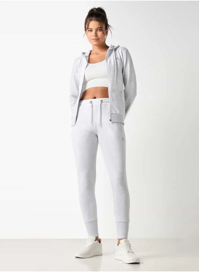 ADOT by Splash Solid Joggers with Elasticised Waistband and Zipper Pockets
