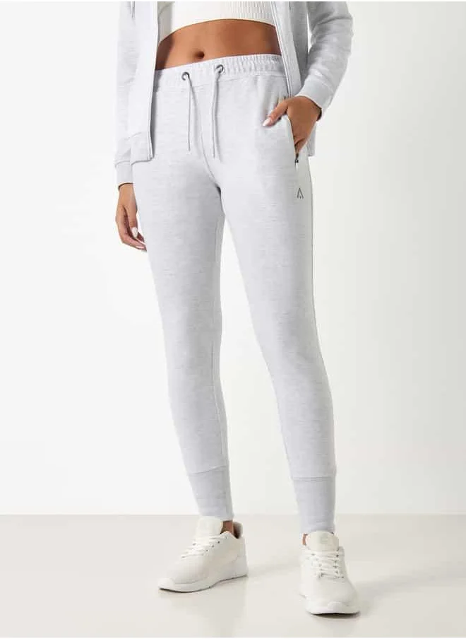 ADOT by Splash Solid Joggers with Elasticised Waistband and Zipper Pockets