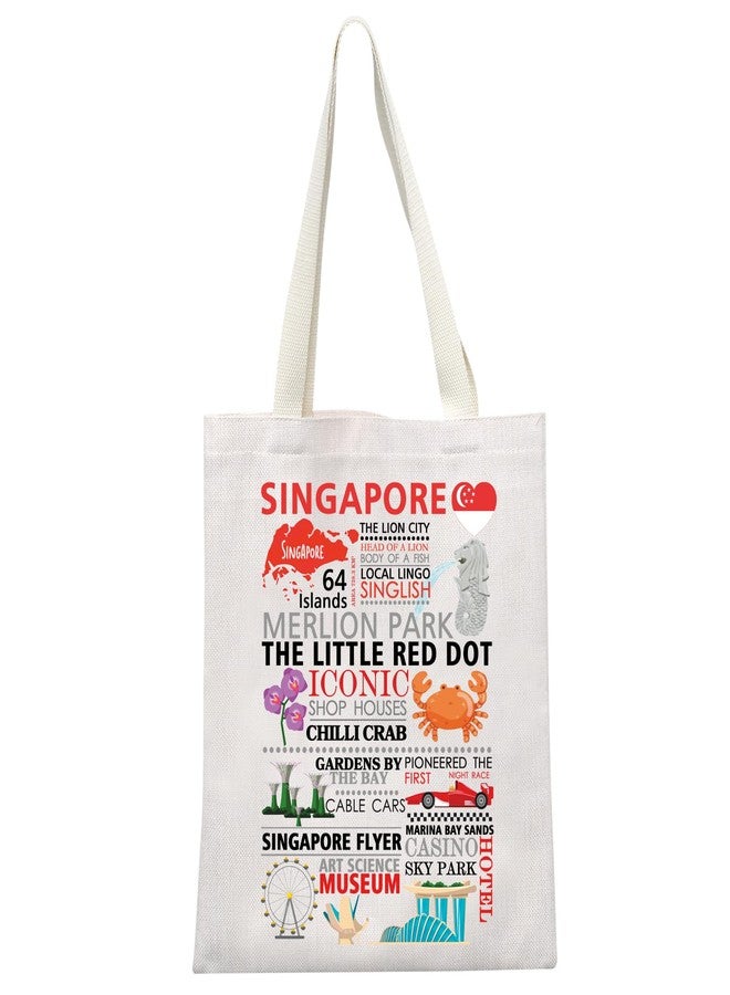 MEIKIUP Singapore Travel Gift Singapore Iconic Lion Souvenir Tote Bag Singaporean Culture Food Shoulder Bag (singapore Tote Bag) - Image 1
